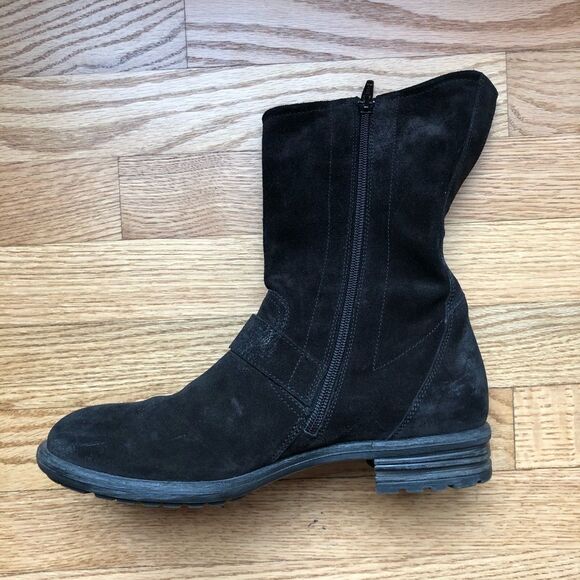 Paul Green Motorcycle Ankle Boots Black Suede 8.5 - Picture 5 of 9